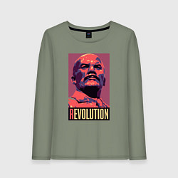 Лонгслив хлопковый женский Lenin revolution, цвет: авокадо