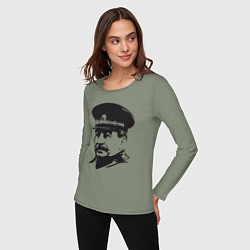 Лонгслив хлопковый женский Сталин в фуражке, цвет: авокадо — фото 2