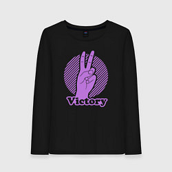 Лонгслив хлопковый женский Victory hand gesture, цвет: черный