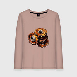Лонгслив хлопковый женский Ржавые шестеренки, цвет: пыльно-розовый