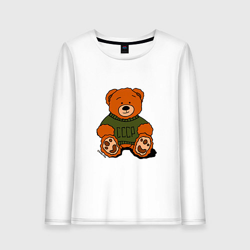 Женский лонгслив Мишка родом из СССР / Белый – фото 1