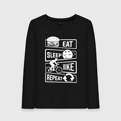 Женский лонгслив Eat sleep bike / Черный – фото 1