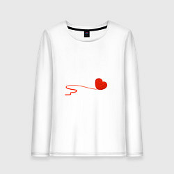 Лонгслив хлопковый женский Клубок сердечком, цвет: белый