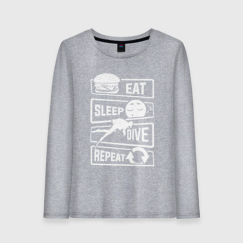 Женский лонгслив Еда сон дайвинг / Меланж – фото 1