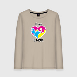 Лонгслив хлопковый женский I love cmyk, цвет: миндальный