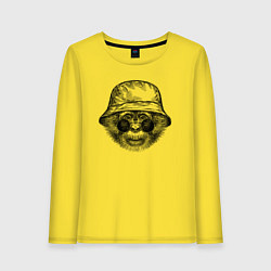 Лонгслив хлопковый женский Шимпанзе в панаме, цвет: желтый