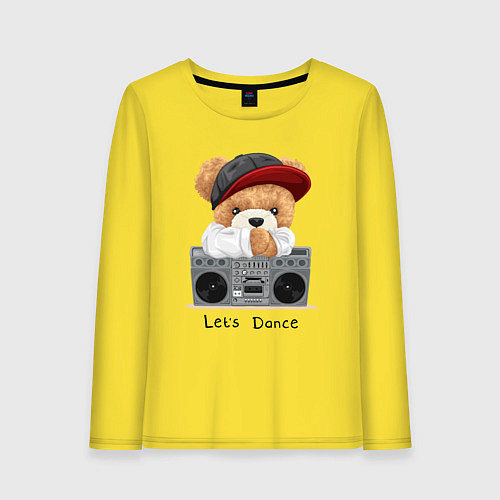Женский лонгслив Плюшевый медвежонок меломан / Желтый – фото 1