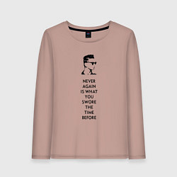 Лонгслив хлопковый женский Depeche Mode - Never again, цвет: пыльно-розовый
