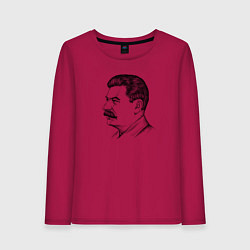 Лонгслив хлопковый женский Сталин в профиль, цвет: маджента