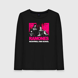 Лонгслив хлопковый женский Ramones rocknroll high school, цвет: черный