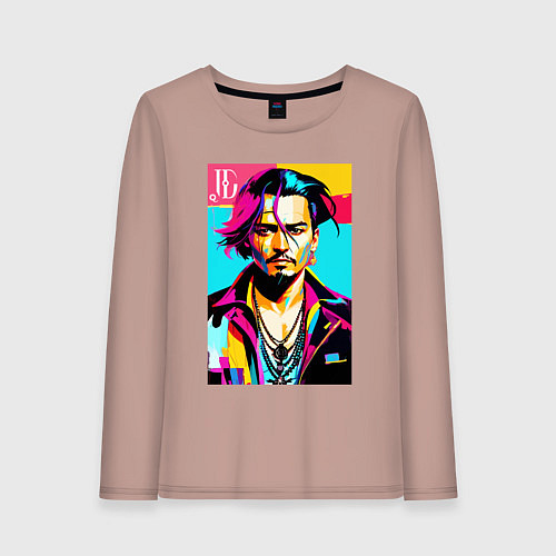 Женский лонгслив Джонни Депп - поп арт / Пыльно-розовый – фото 1