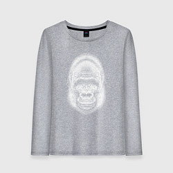 Лонгслив хлопковый женский Морда веселой гориллы, цвет: меланж