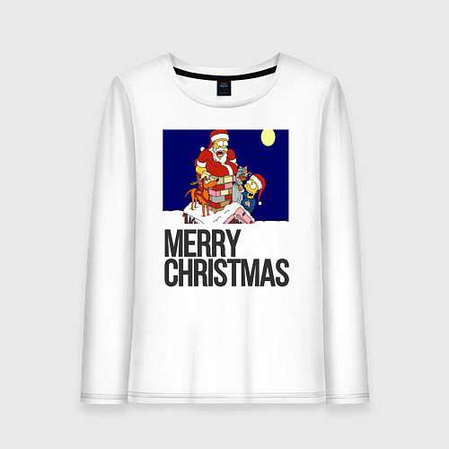 Женский лонгслив Merry Christmas Simpsons / Белый – фото 1