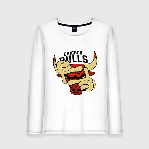 Женский лонгслив Bulls logo with hands / Белый – фото 1