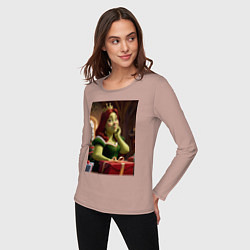 Лонгслив хлопковый женский Шрек: Фиона с подарками, цвет: пыльно-розовый — фото 2