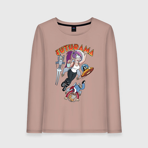 Женский лонгслив Футурама в космосе / Пыльно-розовый – фото 1