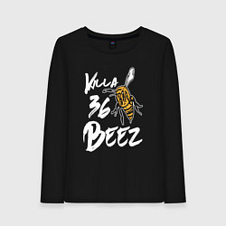 Лонгслив хлопковый женский Killa beez 36, цвет: черный