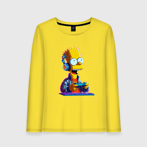 Женский лонгслив Bart is an avid gamer / Желтый – фото 1