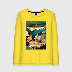 Лонгслив хлопковый женский Семейный вечер, цвет: желтый