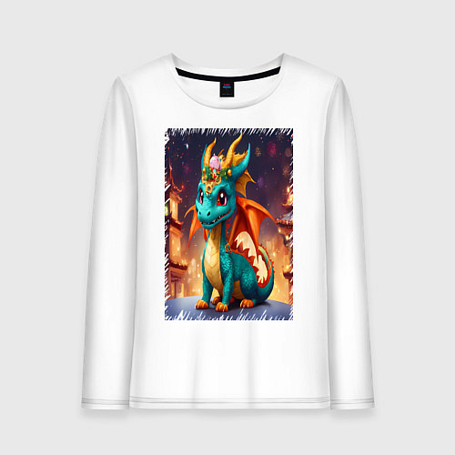 Женский лонгслив Китайский новогодний дракон 2024 / Белый – фото 1