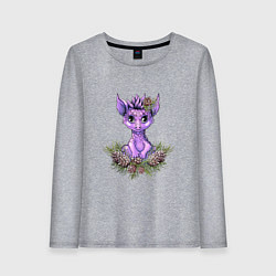 Лонгслив хлопковый женский Розовый дракоша в шишках, цвет: меланж