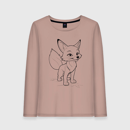 Женский лонгслив Добрый лисенок / Пыльно-розовый – фото 1