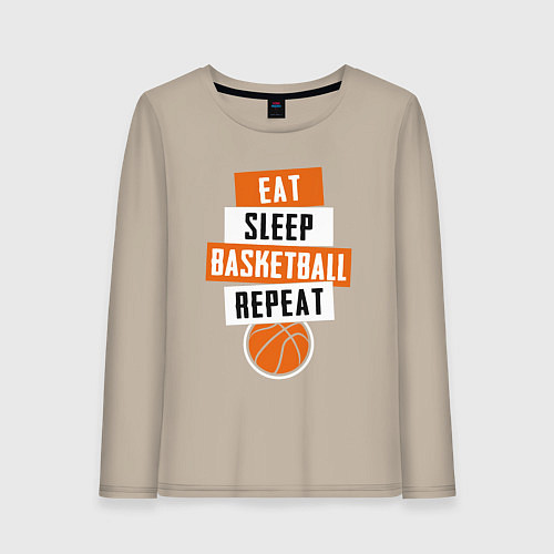 Женский лонгслив Eat sleep basketball / Миндальный – фото 1