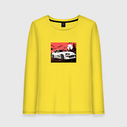 Лонгслив хлопковый женский Тойота Супра на закате, цвет: желтый