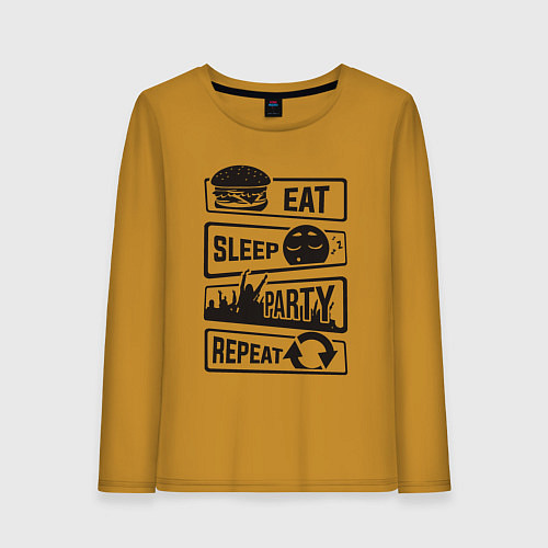 Женский лонгслив Есть спать вечеринка / Горчичный – фото 1