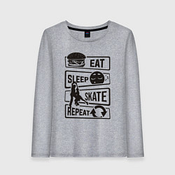 Лонгслив хлопковый женский Есть спать коньки, цвет: меланж