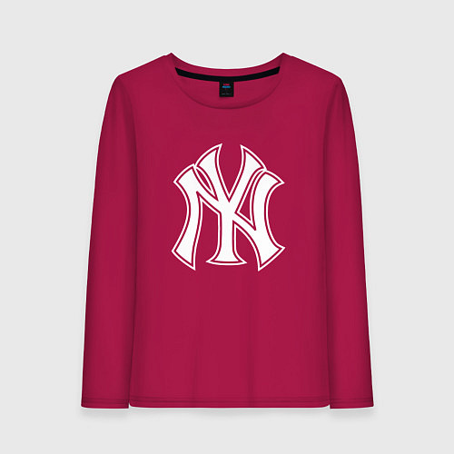 Женский лонгслив New York yankees - baseball logo / Маджента – фото 1