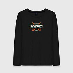 Лонгслив хлопковый женский Хоккей - спорт России, цвет: черный