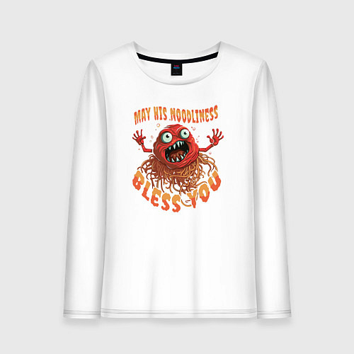 Женский лонгслив May his noodliness bless you - monster / Белый – фото 1