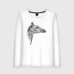 Лонгслив хлопковый женский Жираф в профиль, цвет: белый