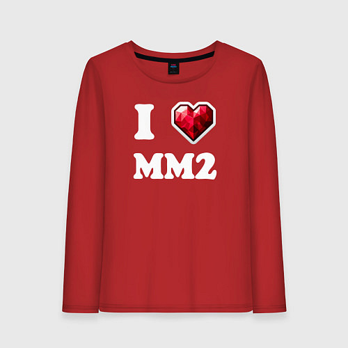 Женский лонгслив Я люблю мм2 Роблокс - I heart mm2 Roblox / Красный – фото 1