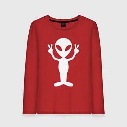 Лонгслив хлопковый женский Peace alien, цвет: красный