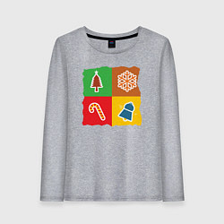 Лонгслив хлопковый женский Атрибуты праздника, цвет: меланж