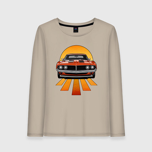 Женский лонгслив Красный американский маслкар / Миндальный – фото 1