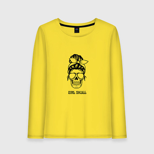 Женский лонгслив Череп девушки-gerl skull / Желтый – фото 1