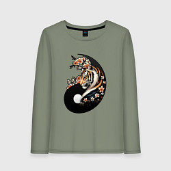 Лонгслив хлопковый женский Тигр - Янь, цвет: авокадо