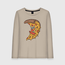 Лонгслив хлопковый женский Пицца серфер, цвет: миндальный