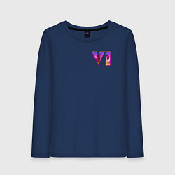 Лонгслив хлопковый женский GTA VI - logo, цвет: тёмно-синий