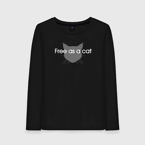 Женский лонгслив Free as a cat / Черный – фото 1