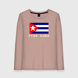 Лонгслив хлопковый женский Free Cuba, цвет: пыльно-розовый