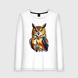 Лонгслив хлопковый женский Мудрый филин, цвет: белый