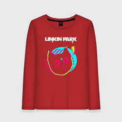 Лонгслив хлопковый женский Linkin Park rock star cat, цвет: красный