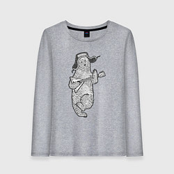 Лонгслив хлопковый женский Мишутка с балалайкой, цвет: меланж
