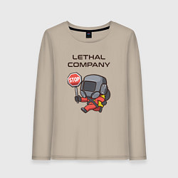 Лонгслив хлопковый женский Lethal company: Stop Please, цвет: миндальный