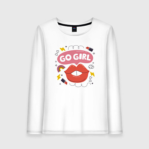 Женский лонгслив Go girl lips / Белый – фото 1