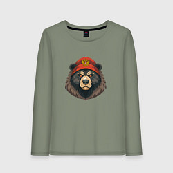 Женский лонгслив Русский медведь в шапке с гербом